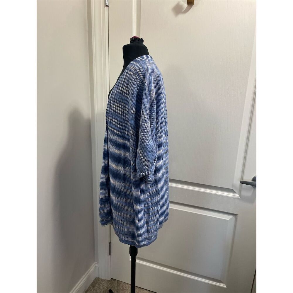 GAP Women's Blue Knit Stripe Open Front Cardigan Sweater Size M (sku269) - Picture 2 of 10